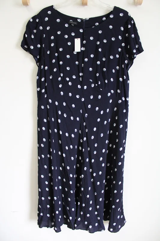 NEW Talbots Navy Blue Polka Dotted Dress | 16 Elegant Long Evening