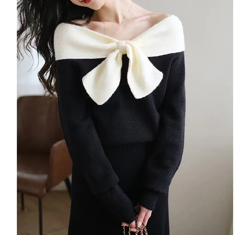 Ellie ® | Stylish knitted sweater with a bow on the front Layered Multi-layer Single Layer