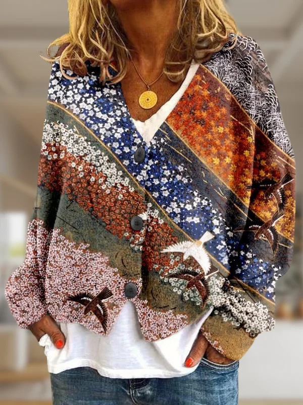 Amelia® |Chic patterned & buttoned sweater Beaded Sweater Sequined Faux Fur