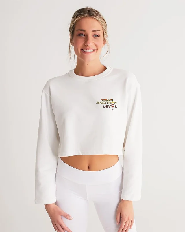 WHITE ZONE Women's Cropped Sweatshirt Hoodie with Hem Lace Feminine Delicate