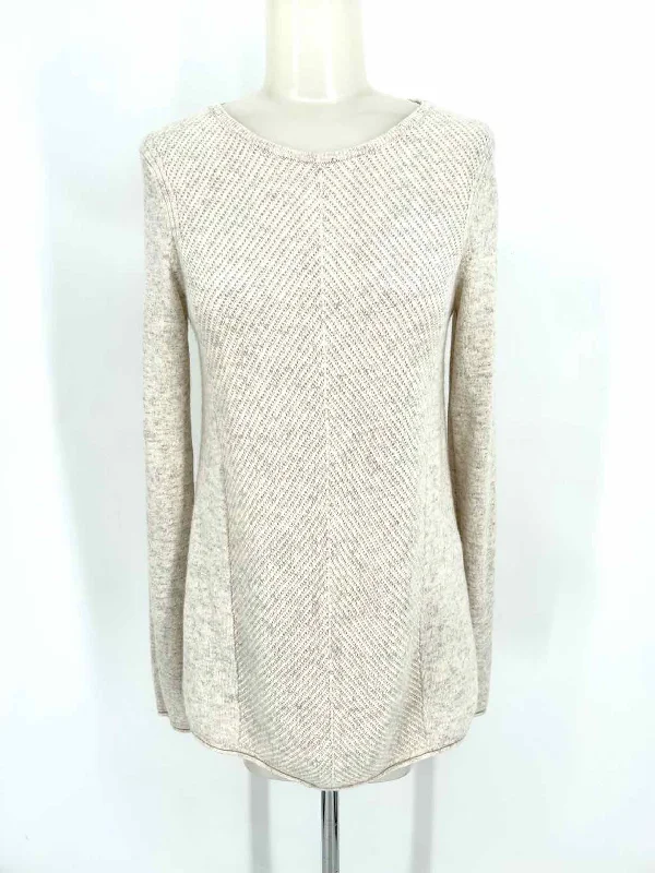 Vince Women's Off White Crew Cashmere Size XS Sweater Fitted Slim Tailored