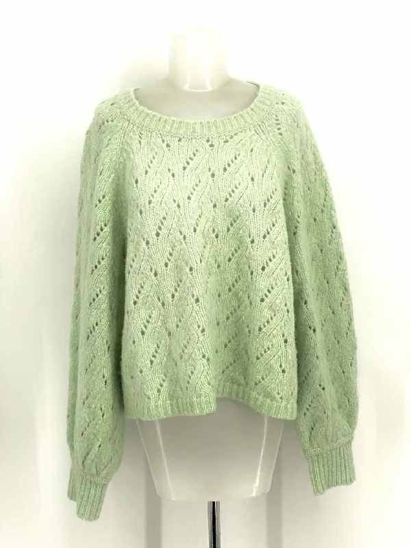 J Crew Women's Mint Crew Knit Size XL Sweater Denim Fabric Leather Fabric Suede Fabric