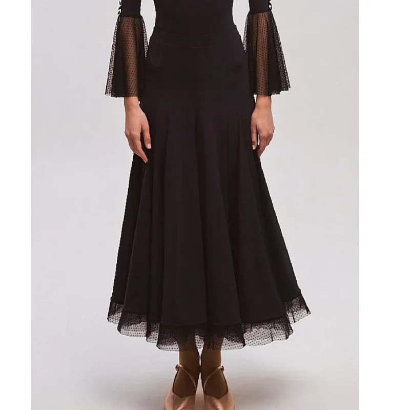 Ladies’ Black Ballroom Dance Skirt with Lace Hem | 918 vintage skirt charm