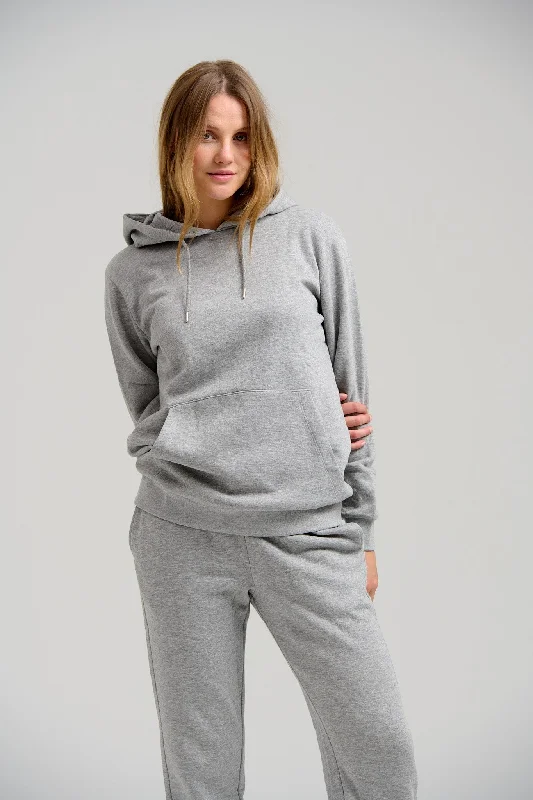 Basic Hoodie Sweat - Lysegrå Melange Hoodie with Zipper Versatile Modern