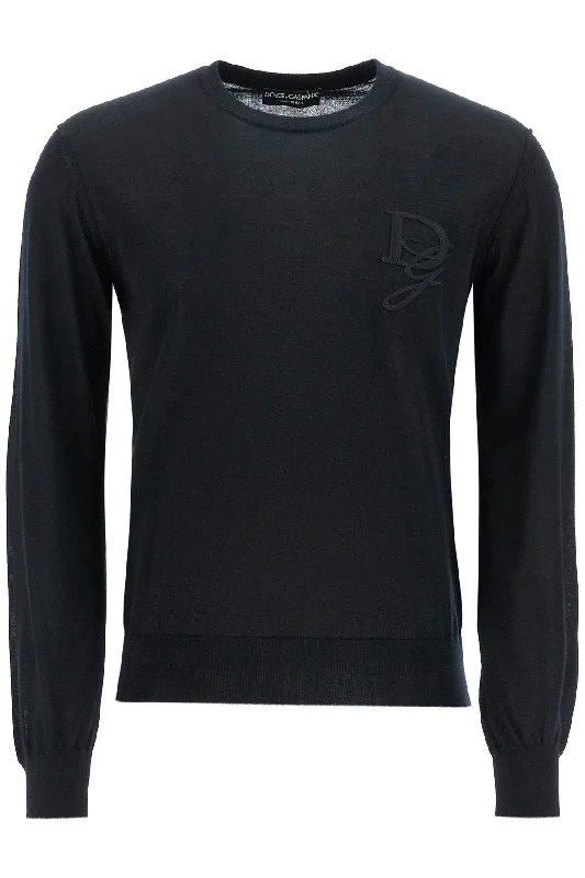 Cashmere Sweater With Dg Embroidery Elasticated Padded Insulated