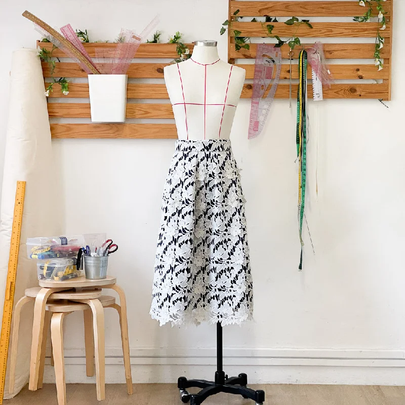 Box Pleated Lined Skirt denim skirt durable
