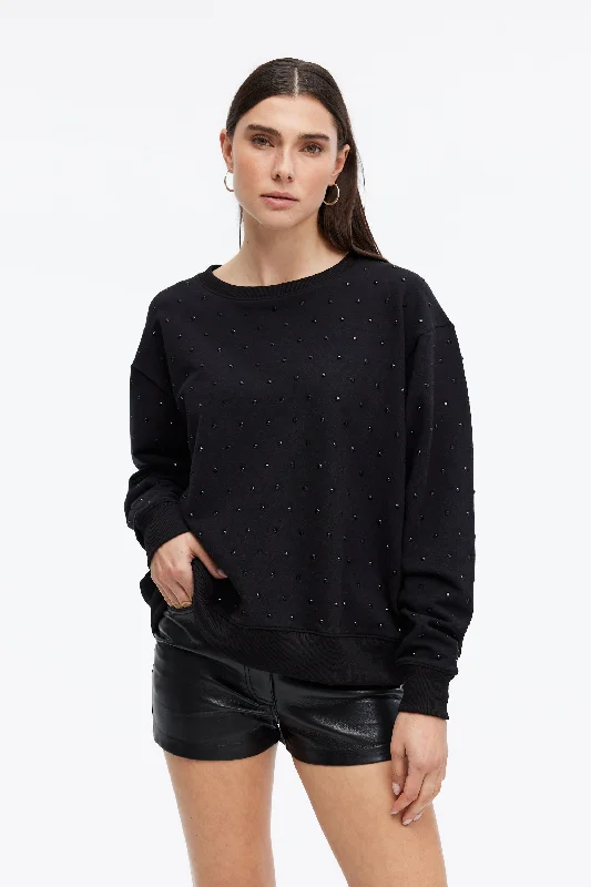 ANGELA ALL OVER STUDS SWEATSHIRT Hoodie with Stripes Bold Sporty