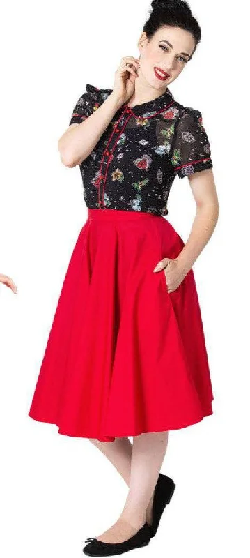 Hell Bunny Paula Red Circle Skirt corduroy skirt durable