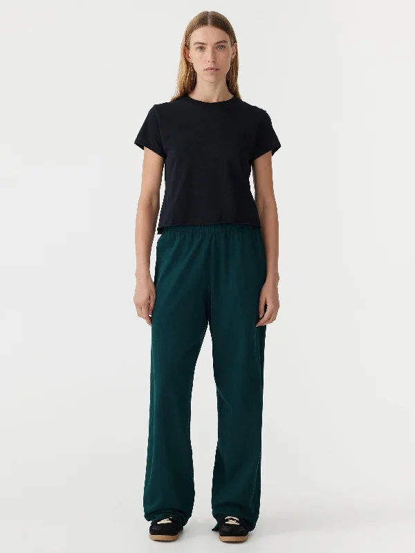 Wide Leg Double Jersey Pant Relaxed High-Waist Trousers