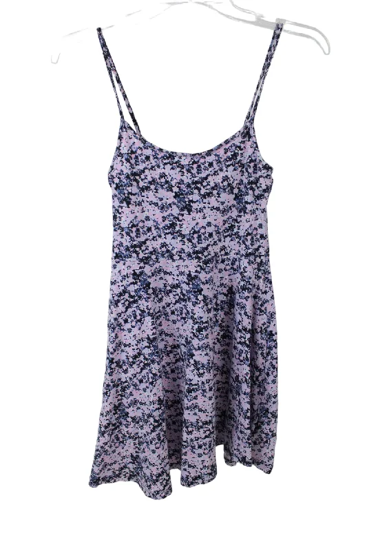 Divided Purple Skater Floral Dress | XS Tunic Top Casual