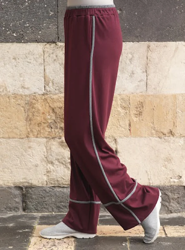 Contrast Striped Active Pants Chic Wool Trousers