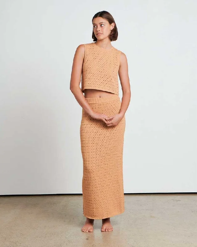 The Open Gauge Midi Skirt belted skirt waist