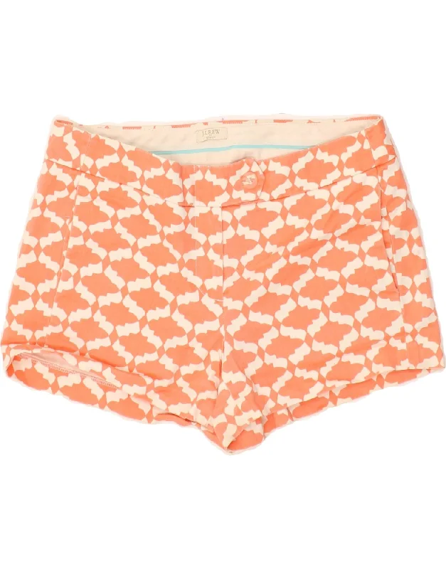 J. CREW Womens Low Waist Abstract Pattern Hot Pants US 4 Small W30 Orange Comfortable Pleated Pants