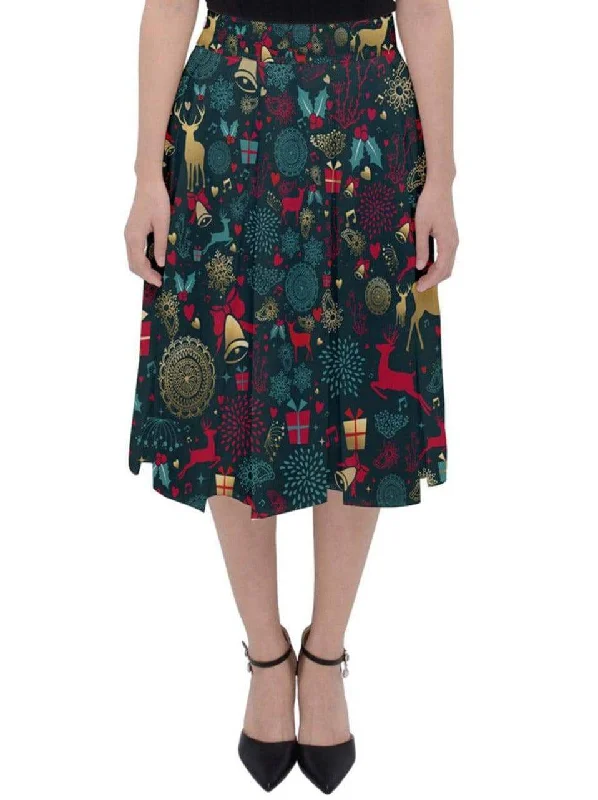 Christmas Reindeer Midi Skirt [IN STOCK] velvet skirt plush