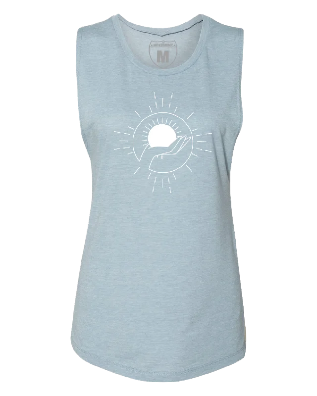 Women's Sun Festival Tank (Powder Blue) bronze tank top