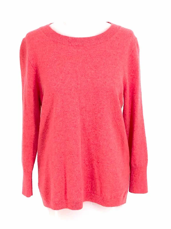 J Crew Women's Red Crew Cashmere Size L Sweater Print Jacquard Patchwork