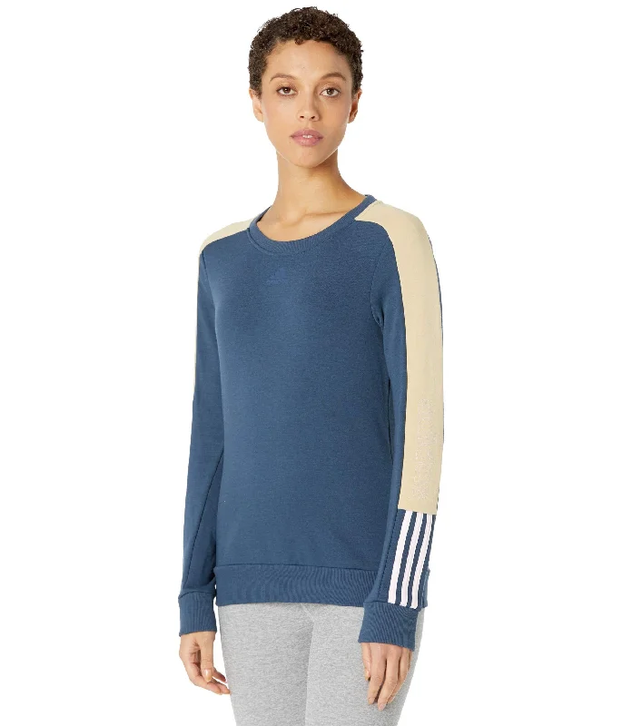 Adidas Navy Color-Block Sweatshirt Large Hoodie with Lining Warm Insulated