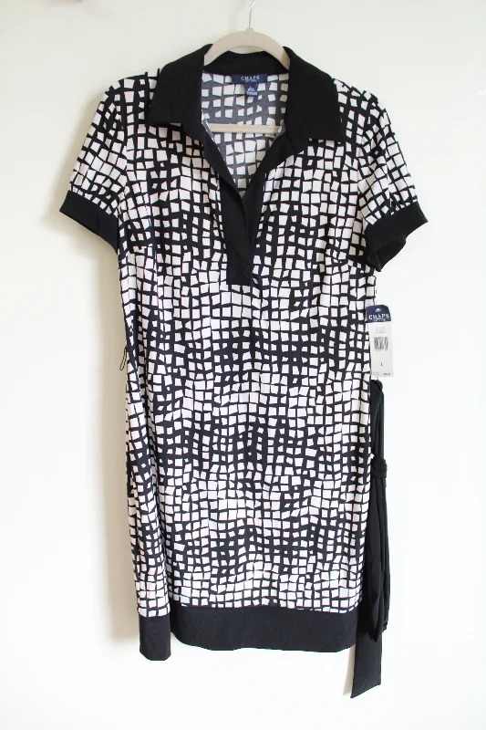 NEW Chaps Black Colonial Collared Dress | L Tunics Bestseller popular