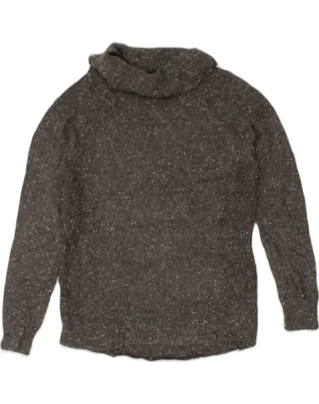CALVIN KLEIN Womens Roll Neck Jumper Sweater UK 16 Large Grey Flecked Fleece Fabric Down Fabric Feather Fabric