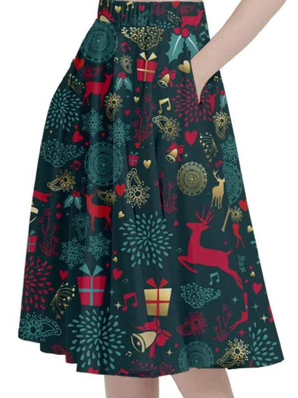 Christmas Reindeer Full Circle Skirt summer skirt style