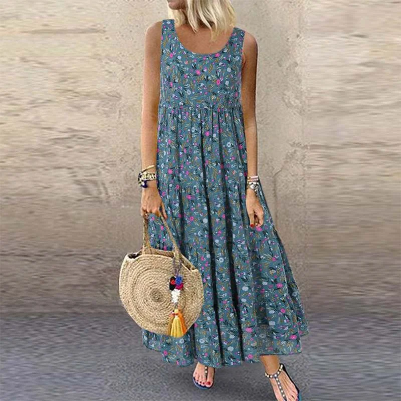 Bohemian Floral Women Summer Beach Long Dress Tunics Floral girly