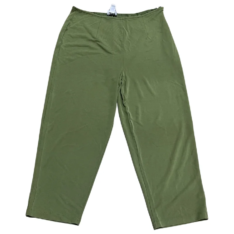 Y2K Olive Tapered Ankle Pants (28) Comfortable Denim Trousers
