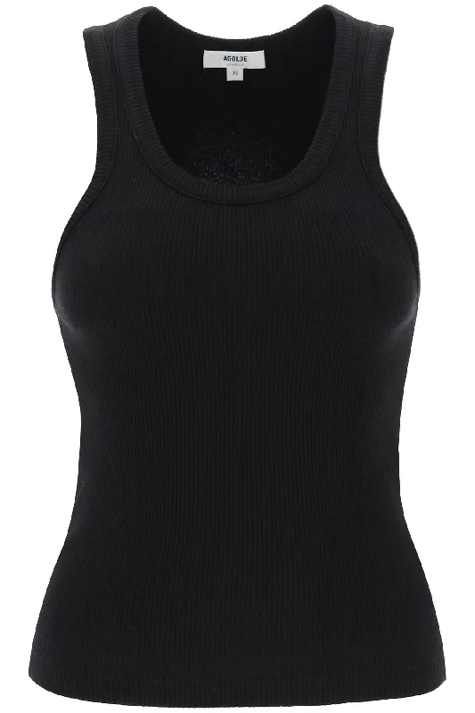 Poppy Ribbed Tank Top  - Black boho tank top