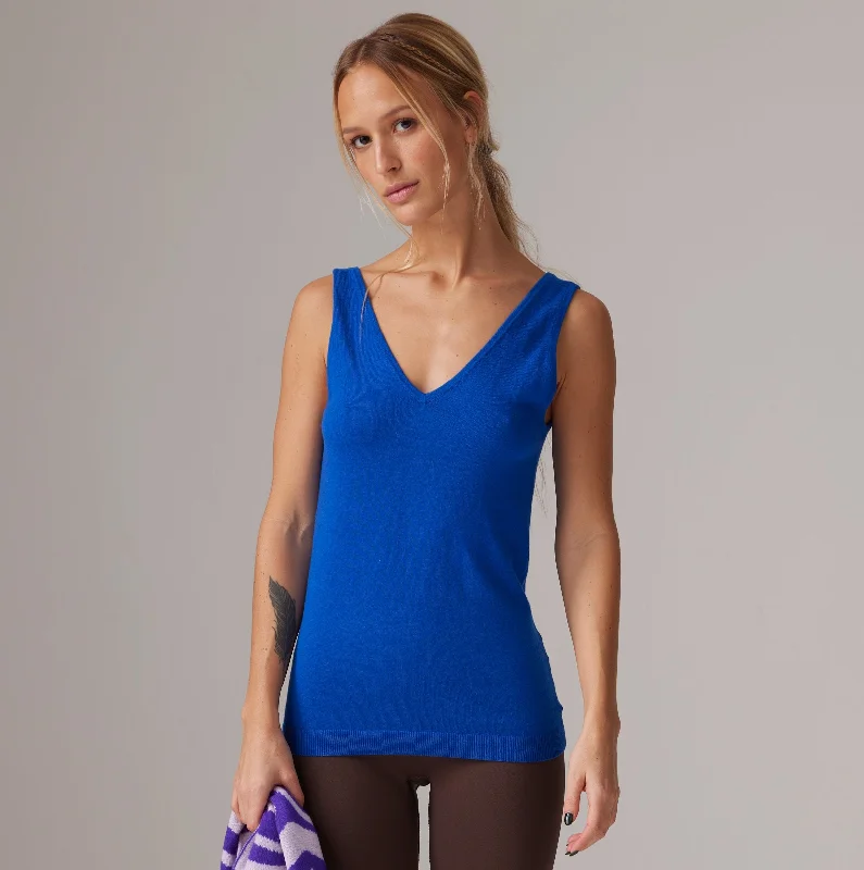 Marcel V Neck Tank | Ocean Blue flowy tank top