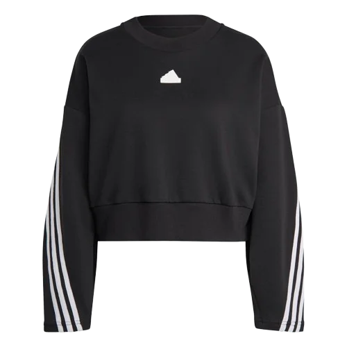 Adidas Future Icons 3-Stripes Sweatshirt - Womens - Black Hoodie with Raglan Sleeves Sporty Comfortable