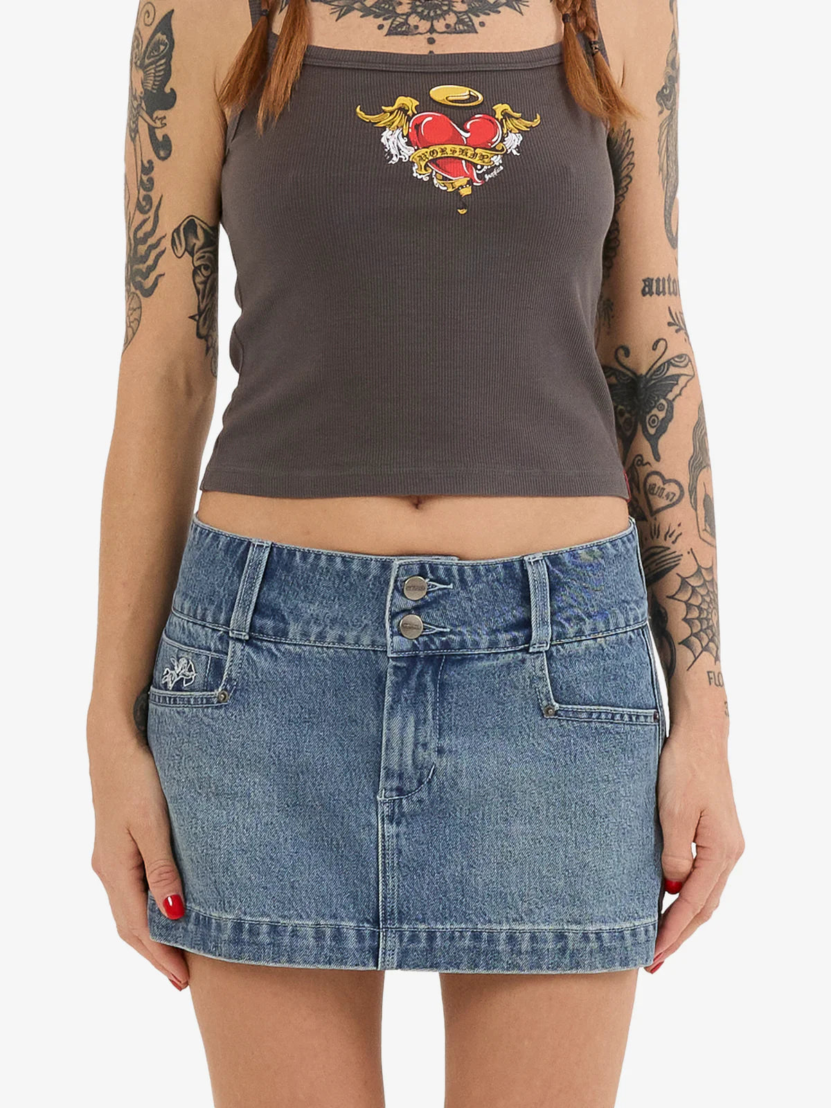 WORSHIP Eat Ur Heart Out Womens Micro Skirt - Dirty Rage Blue silk skirt lustrous