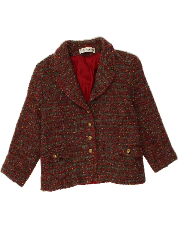 VINTAGE Womens 4 Button Blazer Jacket UK 10 Small Red Flecked Appliqued Jacket Beaded Jacket Sequined Jacket
