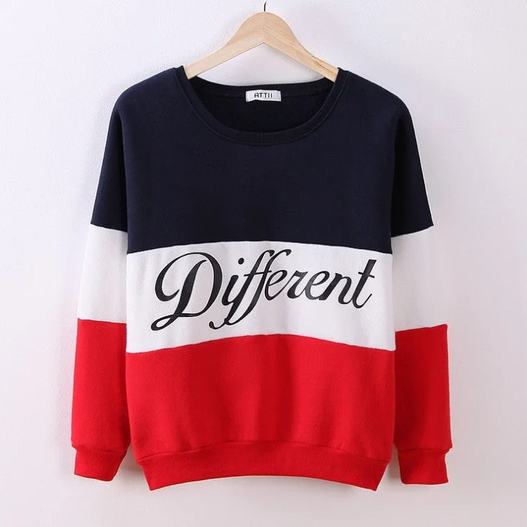 Winter newest style cotton hoodies letters Diffferent printed mix color casual sweatshirt women fleece sweatshirts Hoodie with Typography Text Message