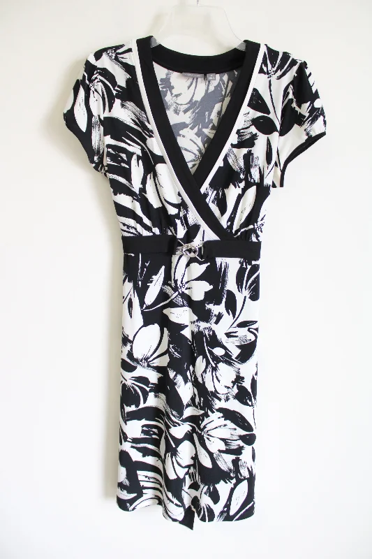APT.9 Black Floral Dress | M Crew Neckline Sporty