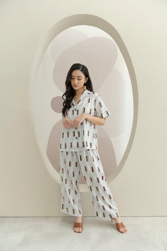 Rectangle Yolk Set Long Pants Formal Linen Trousers