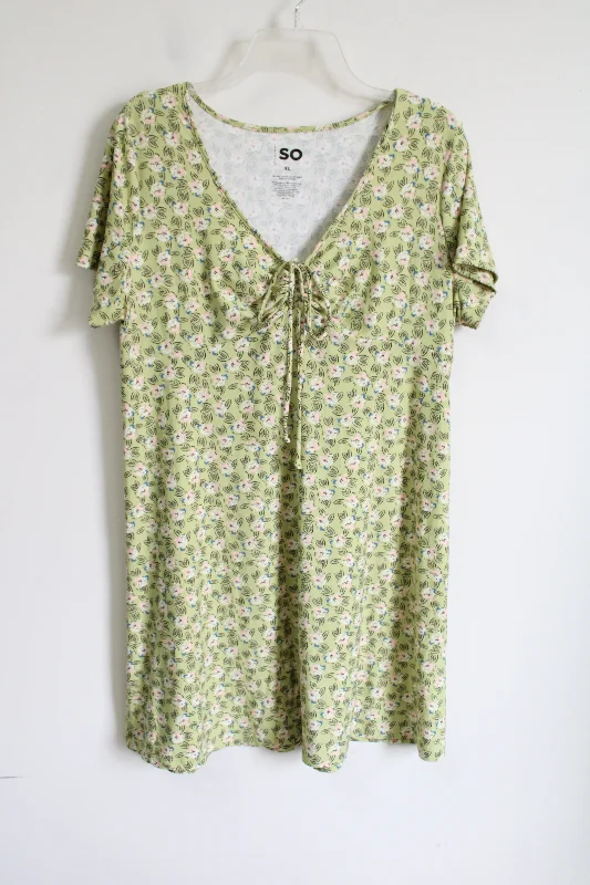 SO Green Floral Dress | XL Tunics Chic elegant