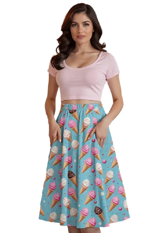 Ice Cream Sprinkles Full Circle Skirt silk skirt luxurious