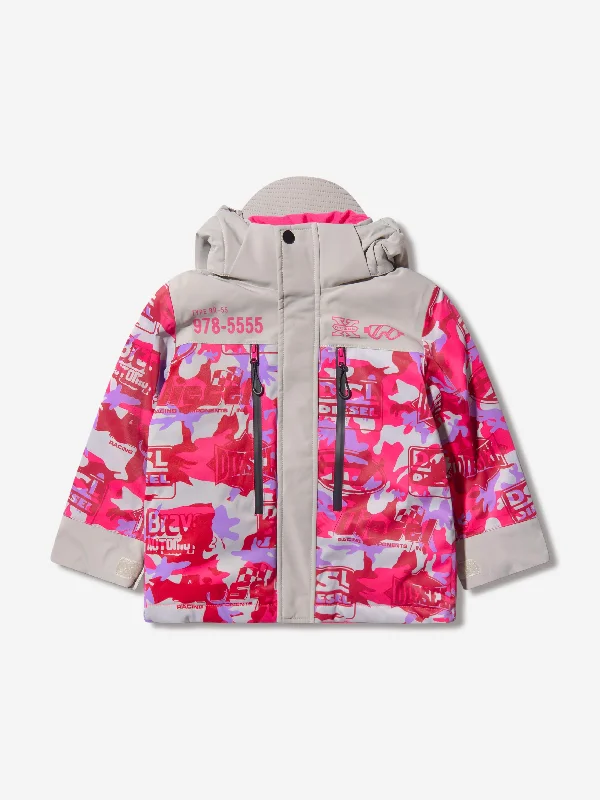Diesel Girls Racing Print Ski Jacket Hoodie Zip-Up Jacket Button-Up Jacket
