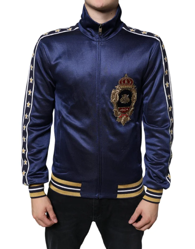 Blue Heraldic Patch Stripe King Bee Sweater Tailored Straight A-Line