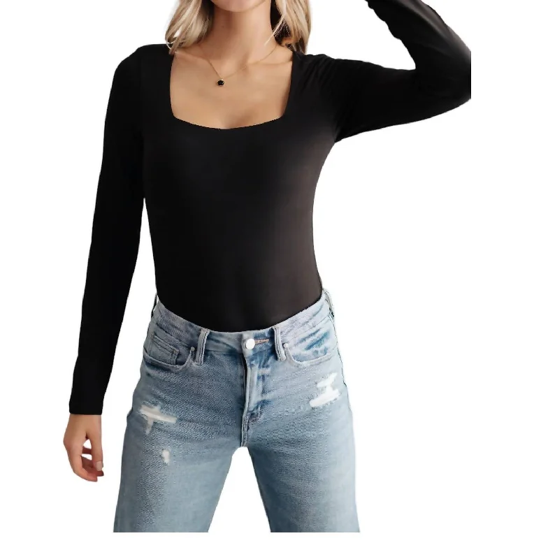 Too Good To Be True Bodysuit In Black Fashionable Slim Fit Bodysuit