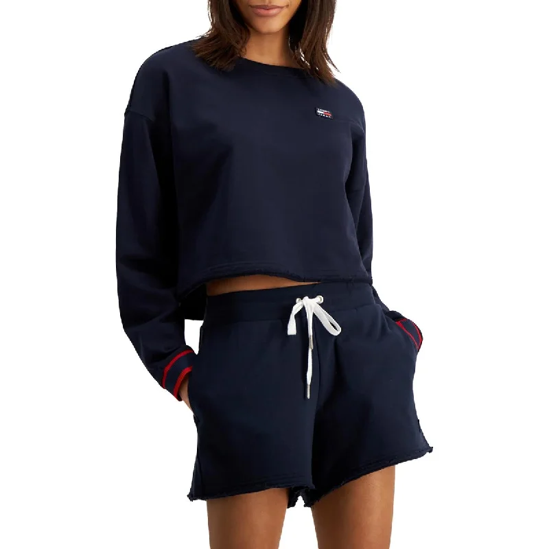 Womens Crop Cropped Sweatshirt Hoodie Dress Longline Feminine