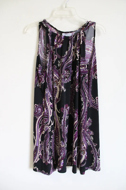 Fashion Bug Black Purple Paisley Dress | L empire Waist empire