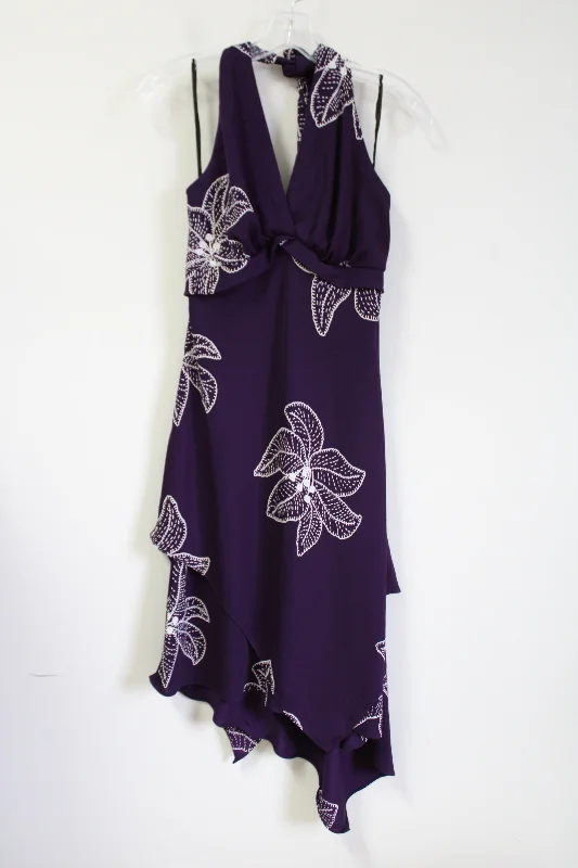 Vintage S.L. Fashions Purple Halter Neck Dress | 8 Tunics Trendy modern