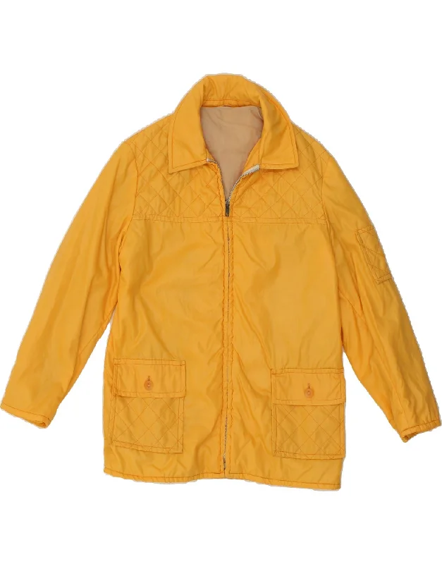 VINTAGE Womens Quilted Jacket UK 16 Large Yellow Toggled Jacket Drawstring Jacket Belted Jacket