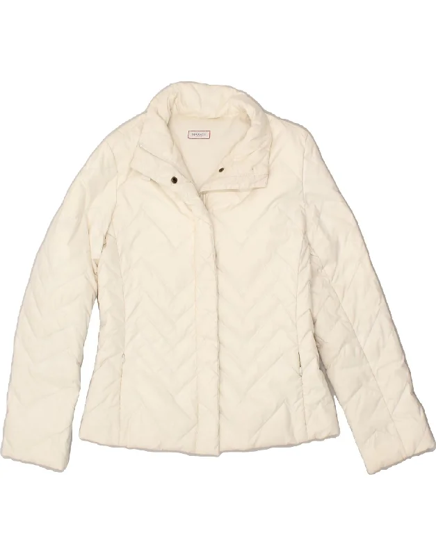 MAX&CO. Womens Padded Jacket UK 10 Small Off White Polyamide Nylon Fabric Polyester Fabric Spandex Fabric