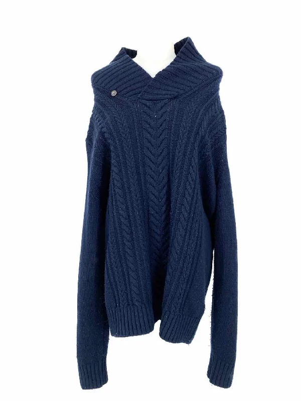 Vince Women's Blue V-Neck Knit Size L Sweater Stretchy Elastic Breathable
