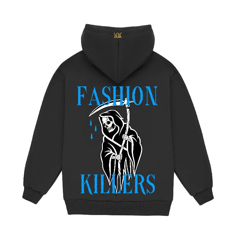 November reine (black/baby blue  “fashion hoodie) Hoodie with Distressed Vintage Worn