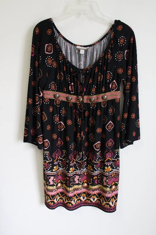 Muse Black Patterned Western Style Dress | 6 Tunics Timeless classic