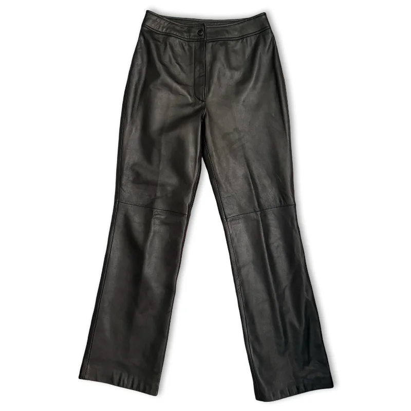 Vintage Black Leather Pants Relaxed Casual Leggings