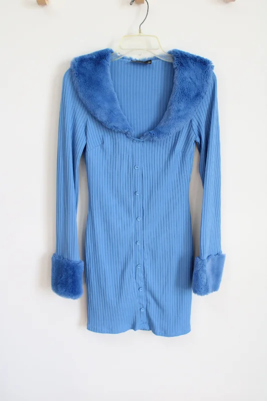 ASOS Blue Fur Ribbed Dress | 4 Tunics Custom made