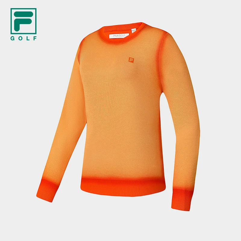 FILA CORE ATHLETICS GOLF X VERSAILLES COLLECTION Women Knit Sweater (Orange) Terry Blend Velvet Blend Canvas Blend